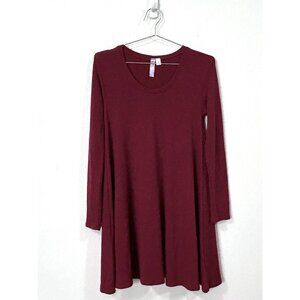 Alya Women’s Small Maroon Red Soft Knit Fit & Flare Dress Long Sleeve Round Neck